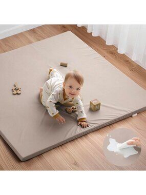 Vegan Leather Baby Play Mat 50"x50" - Thick Cushion, Waterproof, Non-Slip